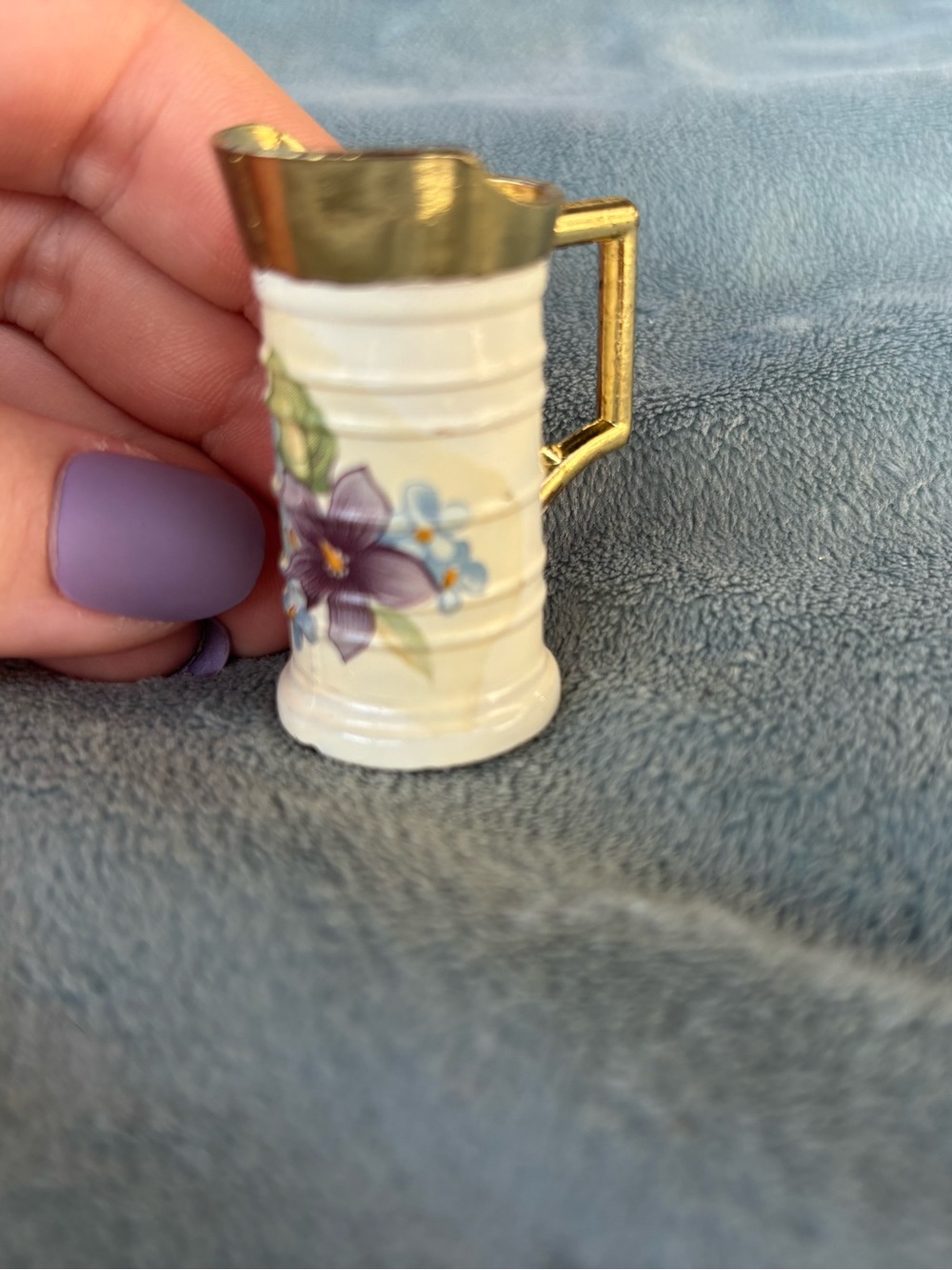 vintage miniature ceramic or porcelain pitcher trinket
